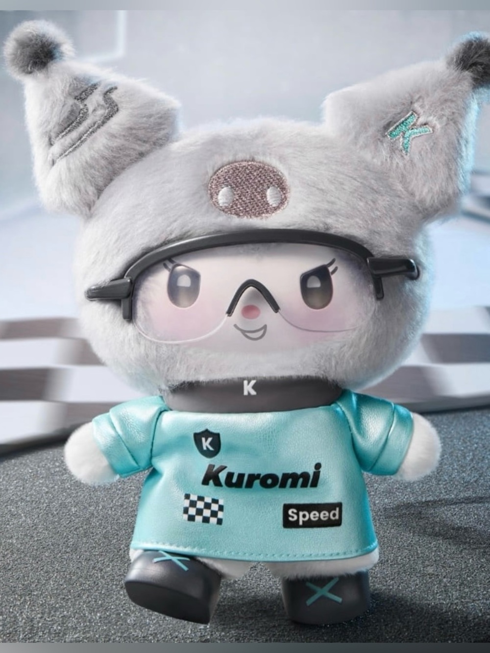 Hello Kitty and Friends Racing Club Vinyl Plush Pendant - Kuromi Grey/Blue